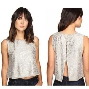 Free people metallic crop knit top